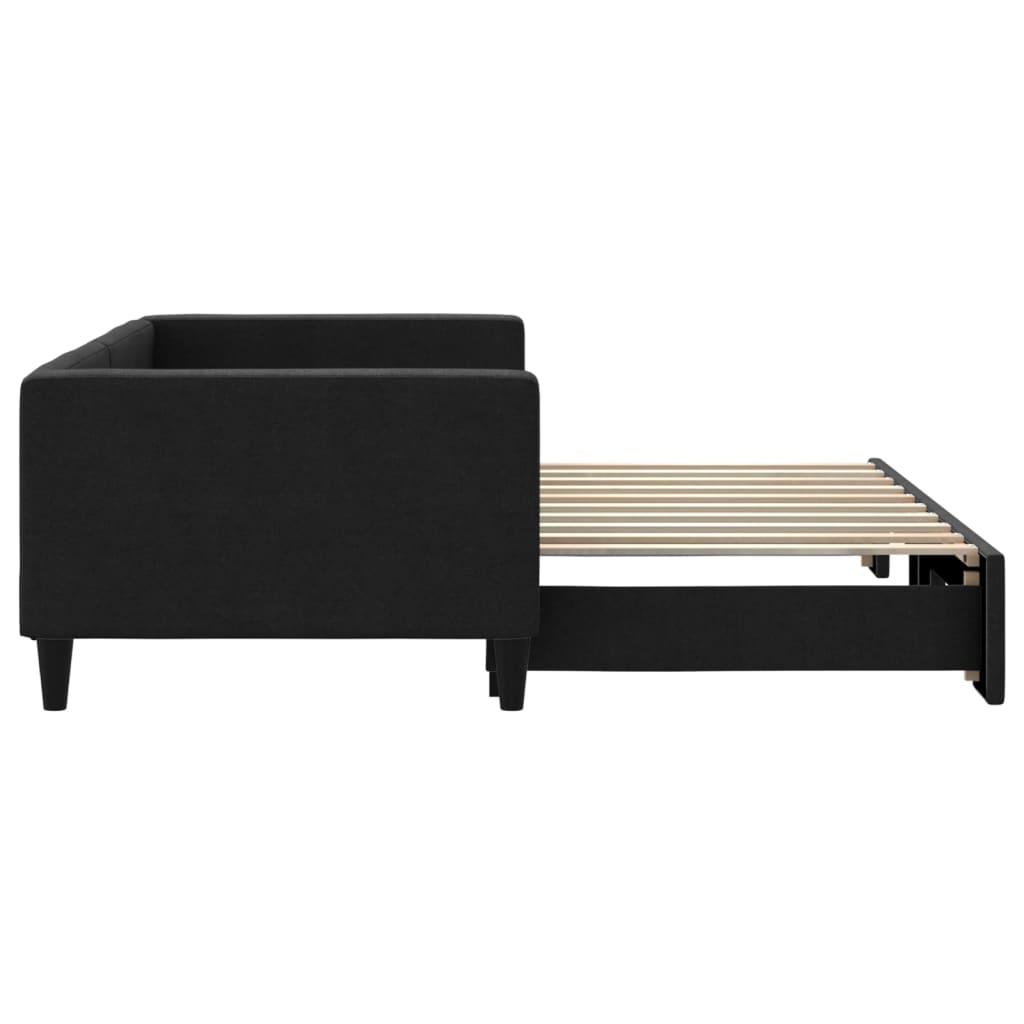 vidaXL Pat de zi cu extensie, negru, 90x190 cm, textil vidaXL Pat de zi cu extensie, negru, 90x190 cm, textil