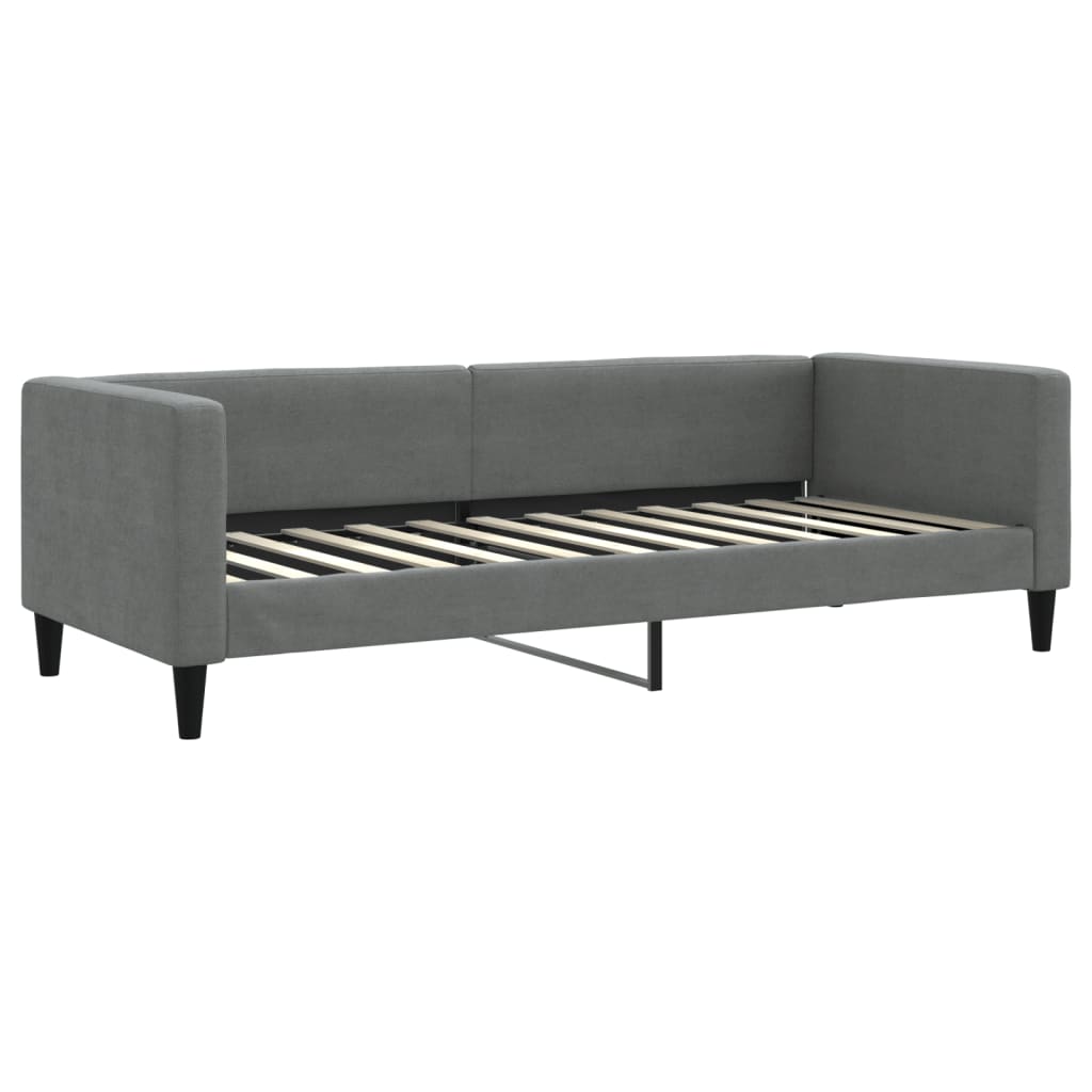 vidaXL Pat de zi cu extensie și saltele, gri închis, 80x200 cm, textil