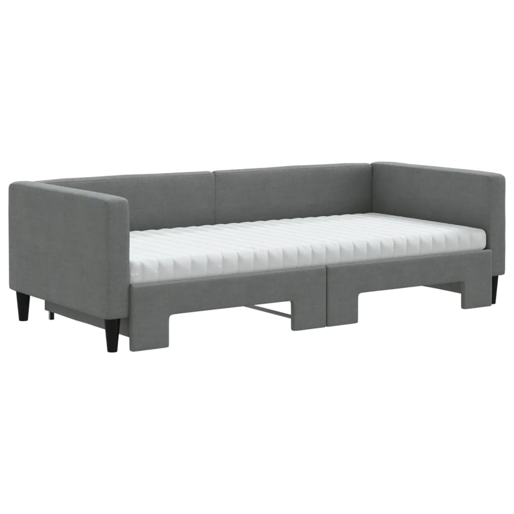 vidaXL Pat de zi cu extensie și saltele, gri închis, 90x200 cm, textil vidaXL Pat de zi cu extensie și saltele, gri închis, 90x200 cm, textil