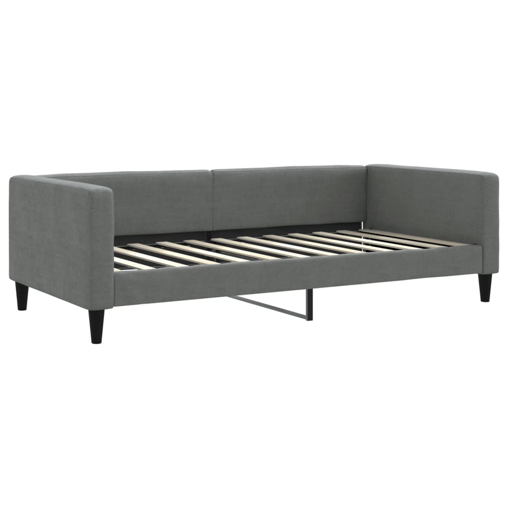vidaXL Pat de zi cu extensie și saltele, gri închis, 100x200 cm textil vidaXL Pat de zi cu extensie și saltele, gri închis, 100x200 cm textil