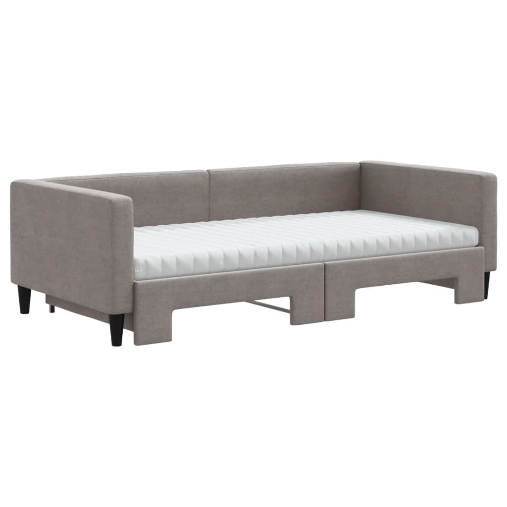 vidaXL Pat de zi cu extensie și saltele, gri taupe, 100x200 cm, textil vidaXL Pat de zi cu extensie și saltele, gri taupe, 100x200 cm, textil