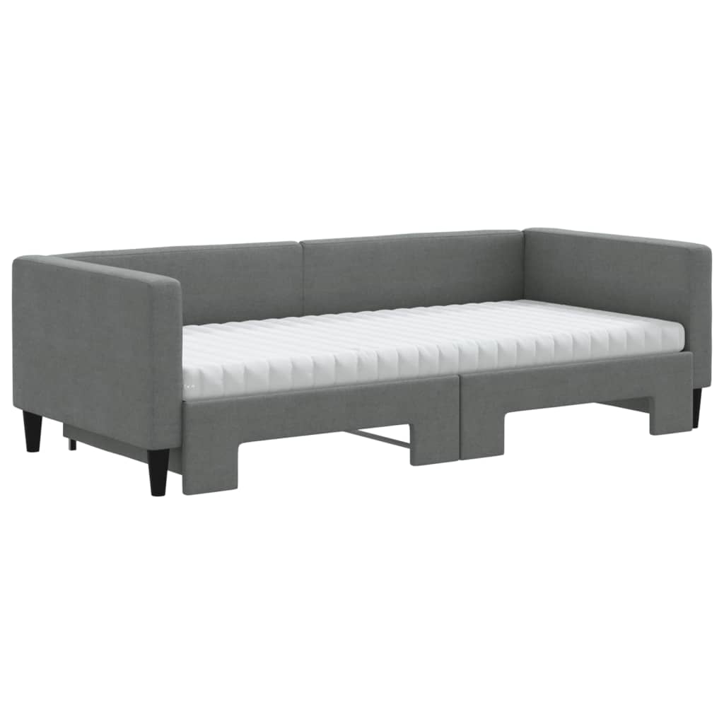 vidaXL Pat de zi cu extensie și saltele, gri închis, 90x190 cm, textil vidaXL Pat de zi cu extensie și saltele, gri închis, 90x190 cm, textil