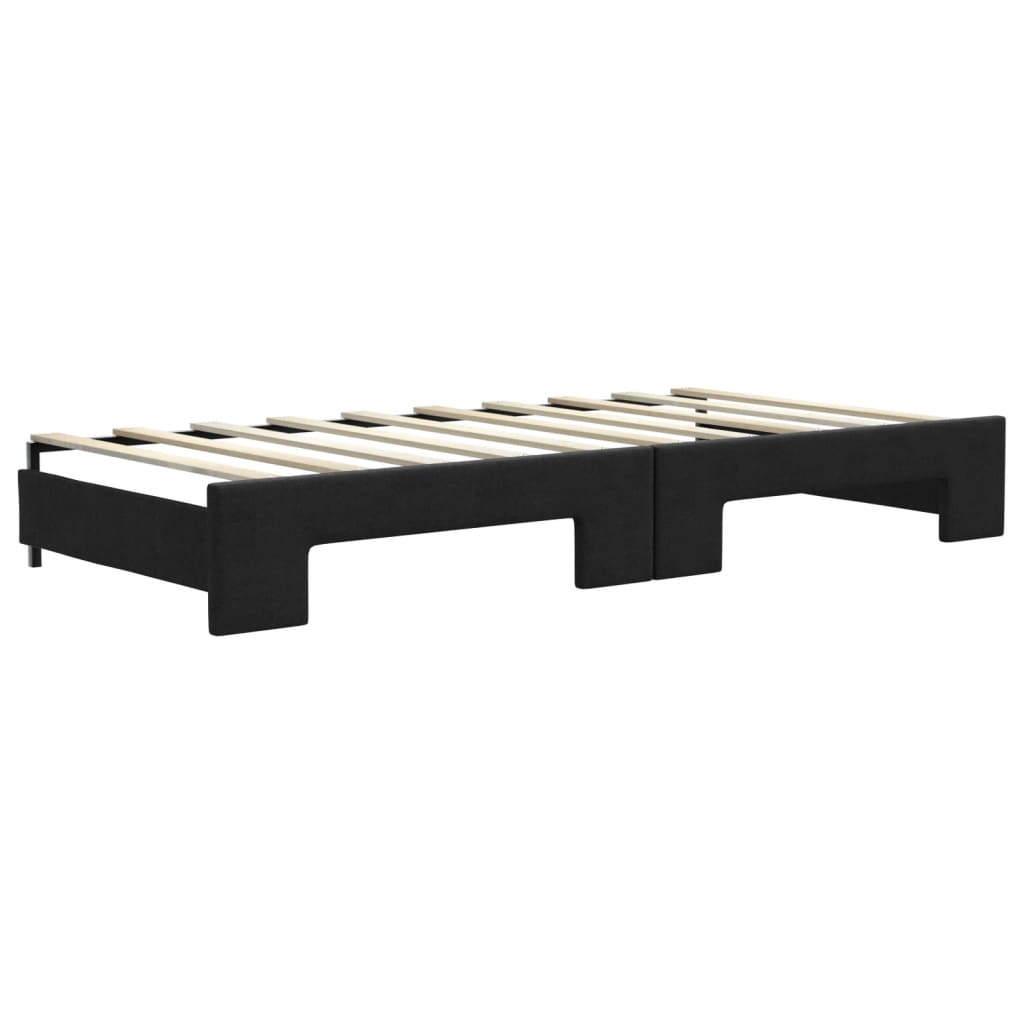 vidaXL Pat de zi cu extensie și saltele, negru, 90x190 cm, textil