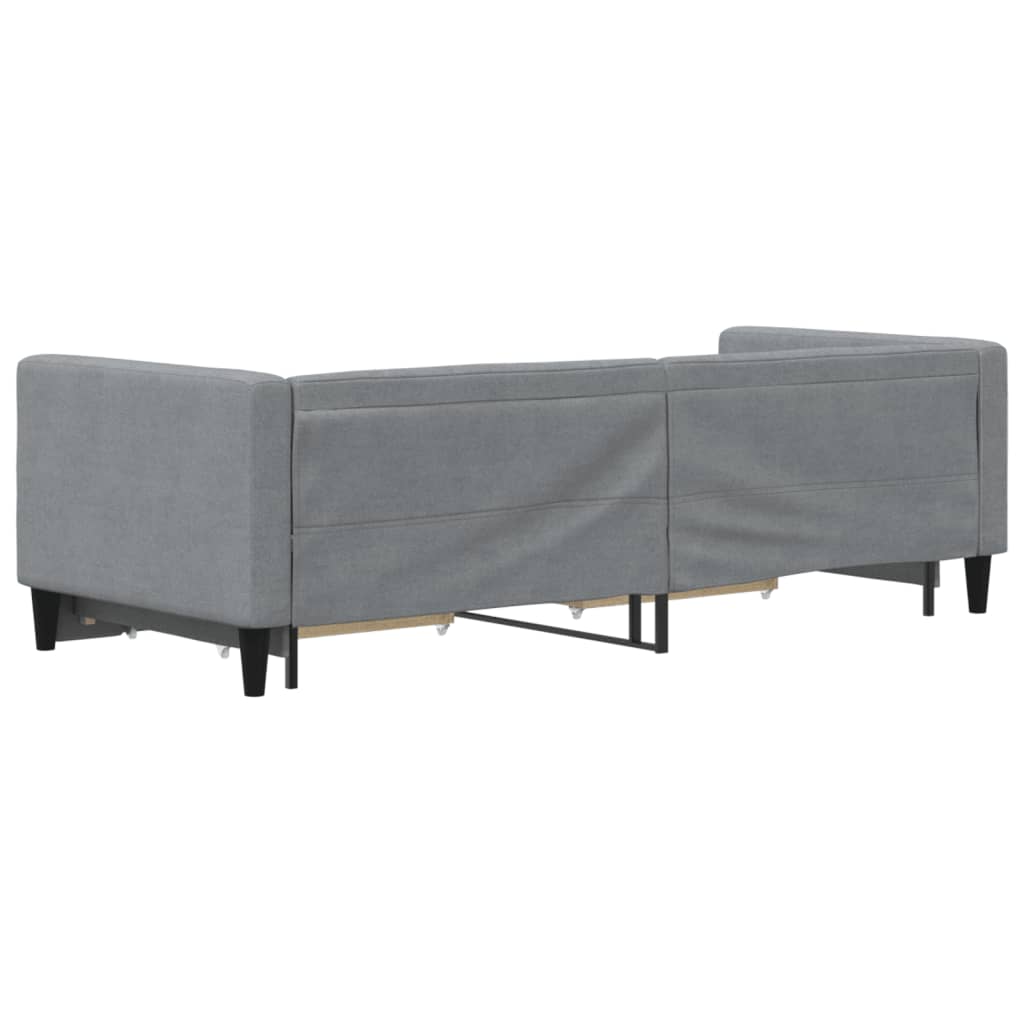 vidaXL Pat de zi cu extensie și sertare, gri deschis, 80x200 cm textil