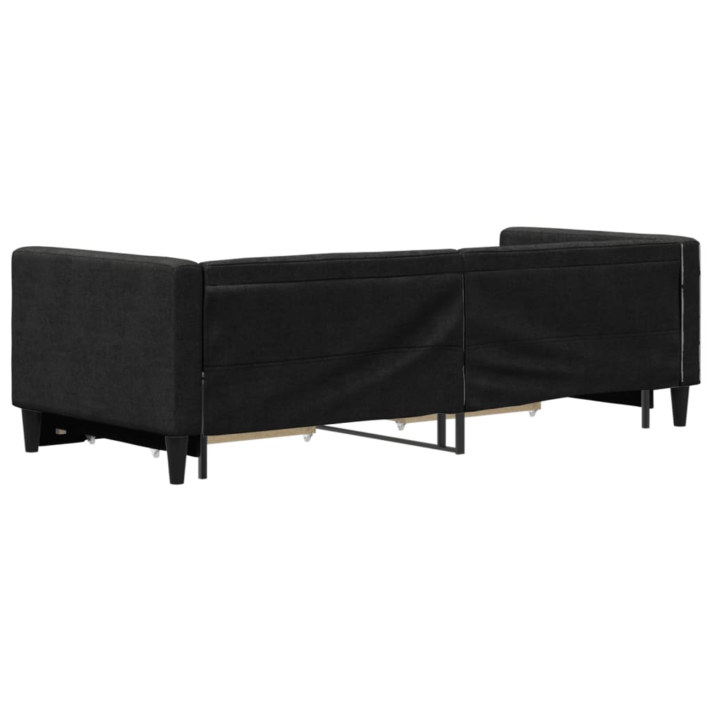 vidaXL Pat de zi cu extensie și sertare, negru, 80x200 cm, textil