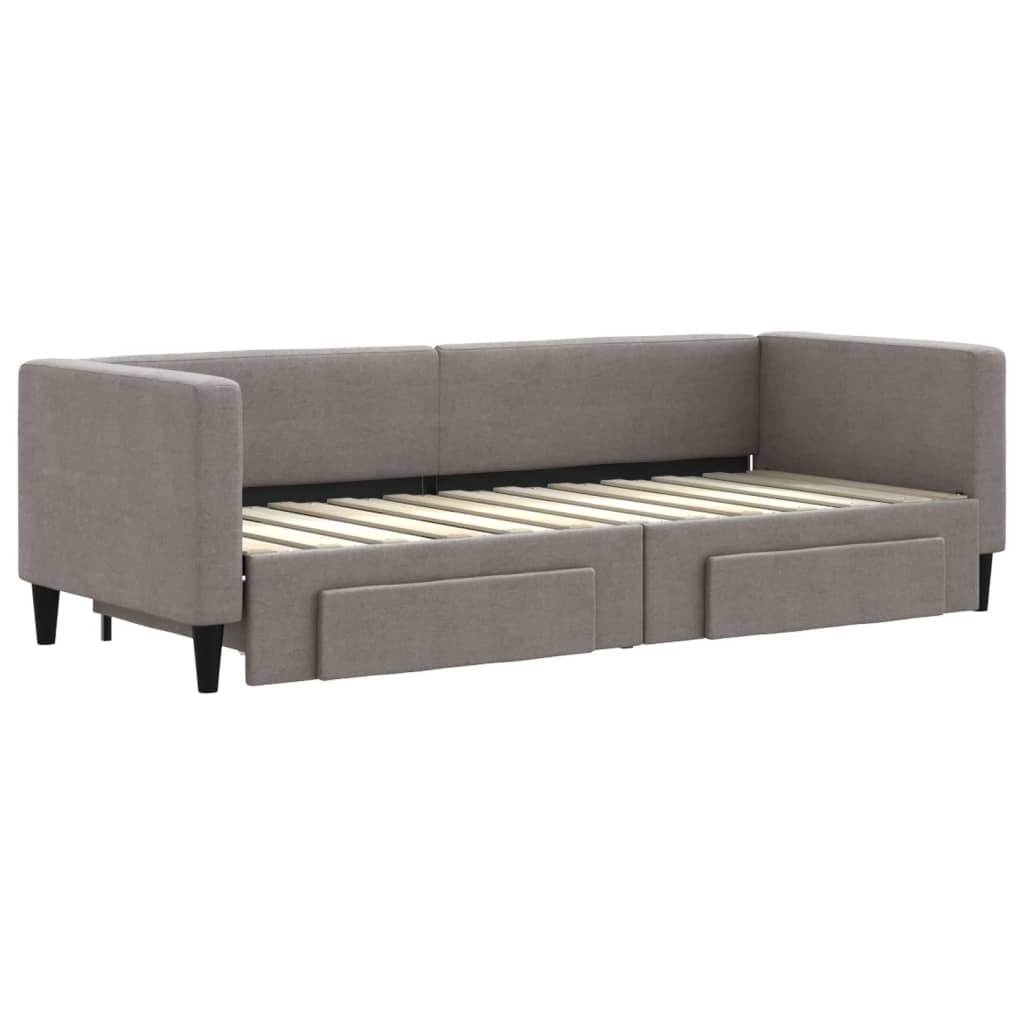 vidaXL Pat de zi cu extensie și sertare, gri taupe, 80x200 cm, textil