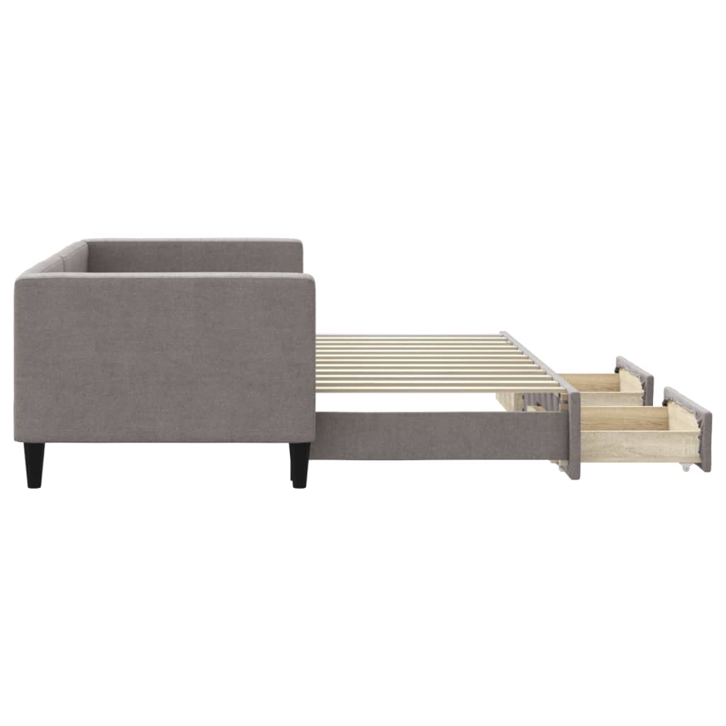 vidaXL Pat de zi cu extensie și sertare, gri taupe, 80x200 cm, textil