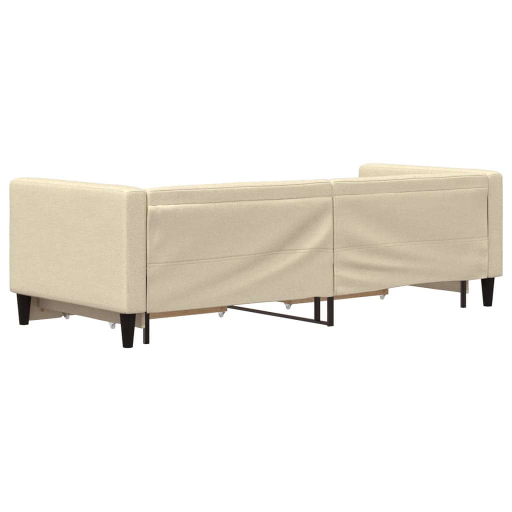 vidaXL Pat de zi cu extensie și sertare, crem, 80x200 cm, textil