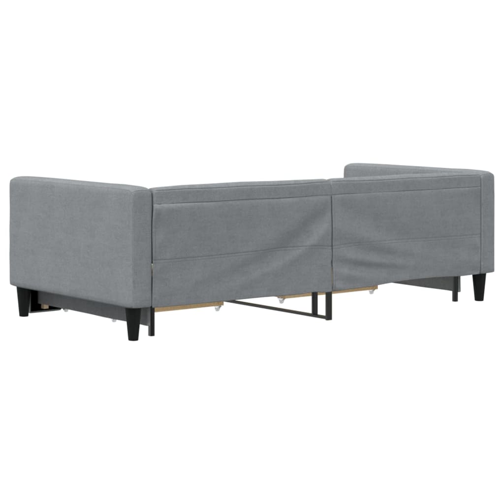 vidaXL Pat de zi cu extensie și sertare, gri deschis, 90x200 cm textil