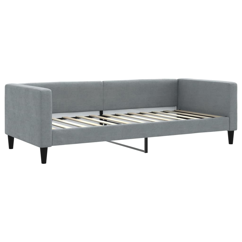 vidaXL Pat de zi cu extensie și sertare, gri deschis, 90x200 cm textil