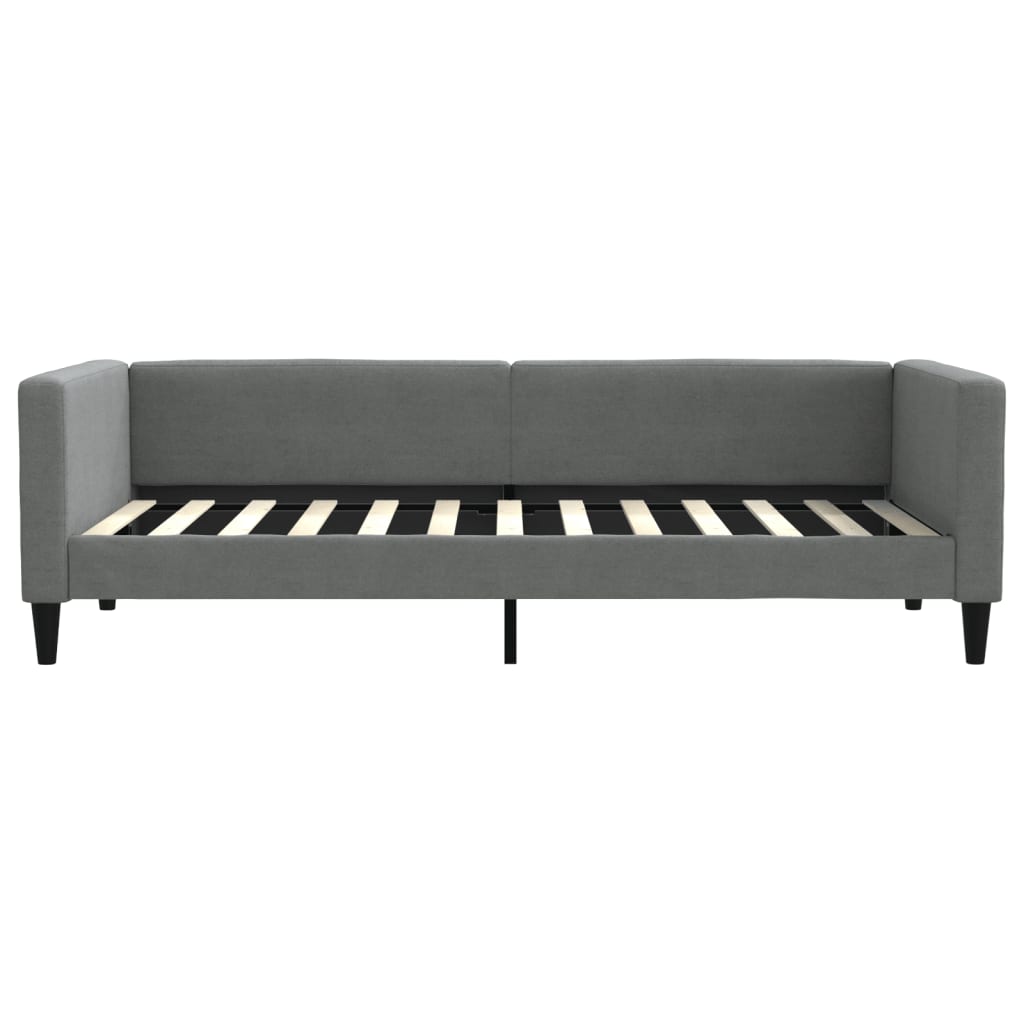 vidaXL Pat de zi cu extensie și sertare, gri închis, 90x200 cm textil