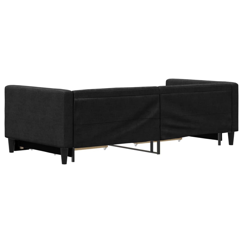 vidaXL Pat de zi cu extensie și sertare, negru, 90x200 cm, textil vidaXL Pat de zi cu extensie și sertare, negru, 90x200 cm, textil