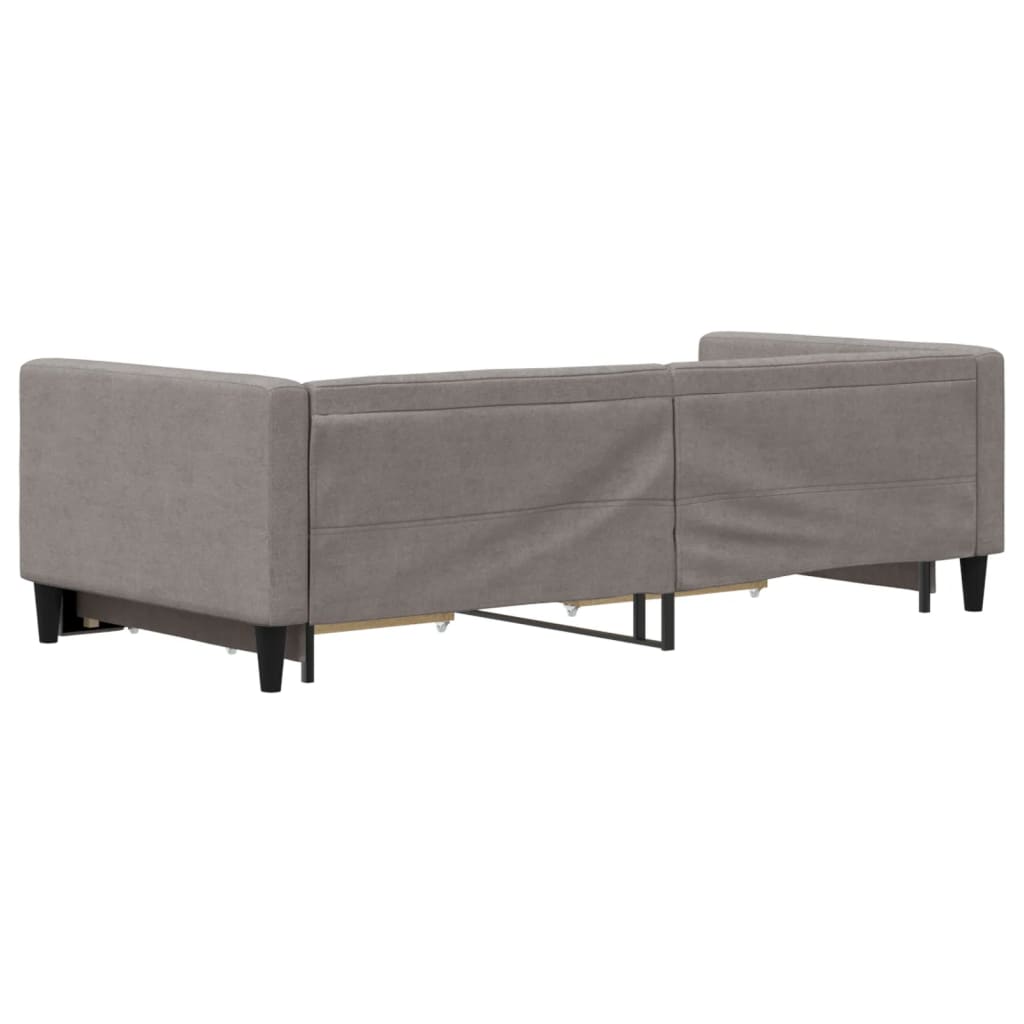 vidaXL Pat de zi cu extensie și sertare, gri taupe, 90x200 cm, textil