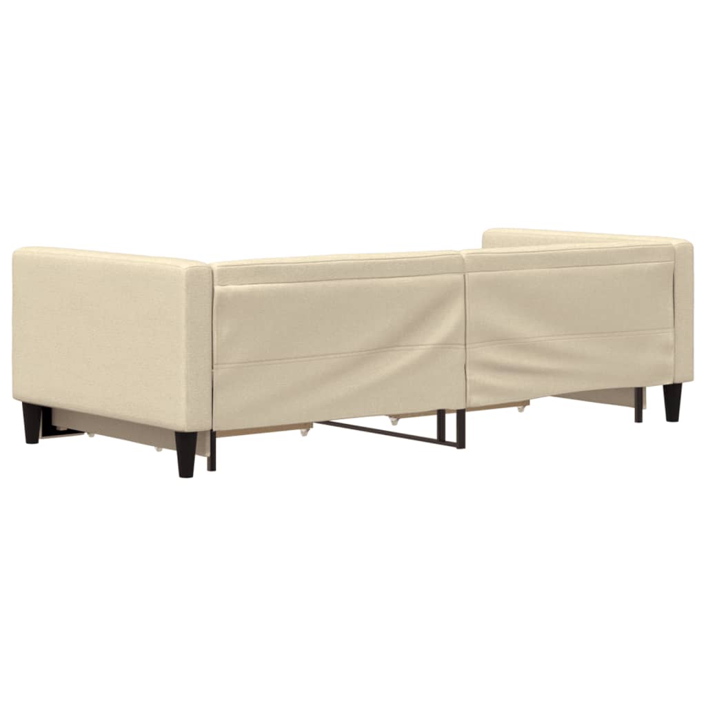 vidaXL Pat de zi cu extensie și sertare, crem, 90x200 cm, textil