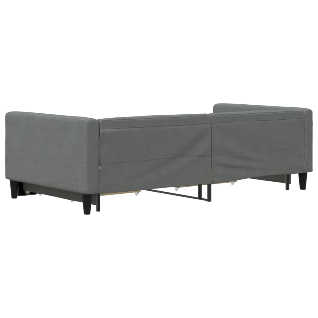 vidaXL Pat de zi cu extensie și sertare, gri închis, 100x200 cm textil