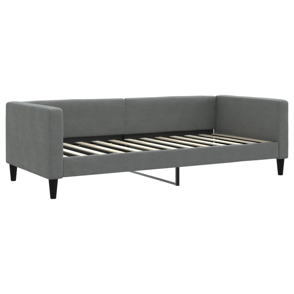 vidaXL Pat de zi cu extensie și sertare, gri închis, 100x200 cm textil