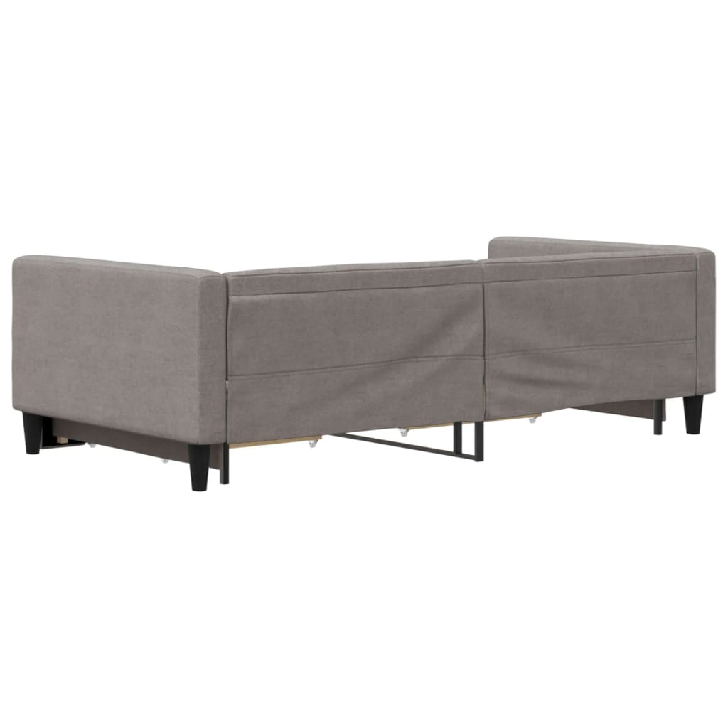 vidaXL Pat de zi cu extensie și sertare, gri taupe, 100x200 cm, textil