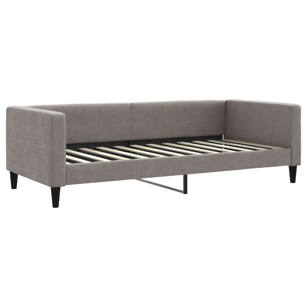 vidaXL Pat de zi cu extensie și sertare, gri taupe, 100x200 cm, textil