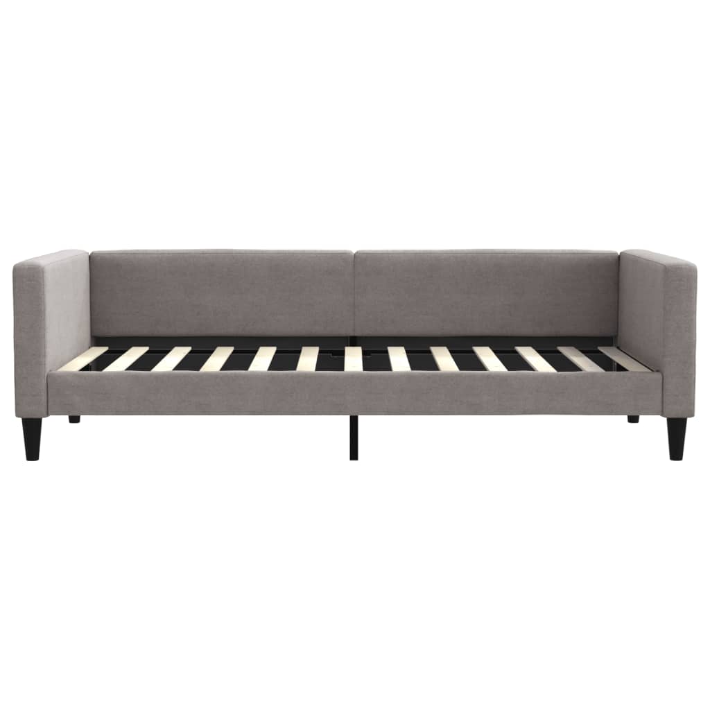 vidaXL Pat de zi cu extensie și sertare, gri taupe, 100x200 cm, textil