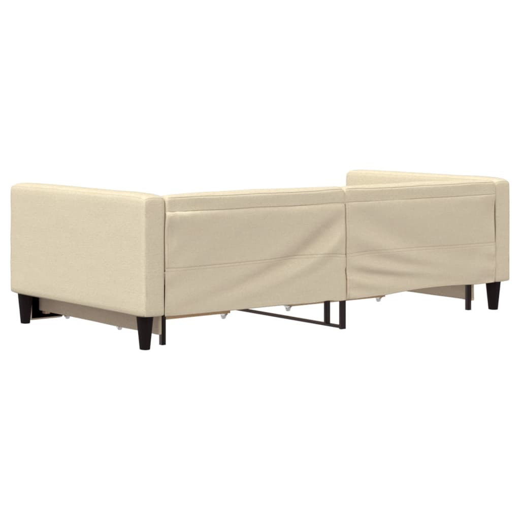 vidaXL Pat de zi cu extensie și sertare, crem, 100x200 cm, textil