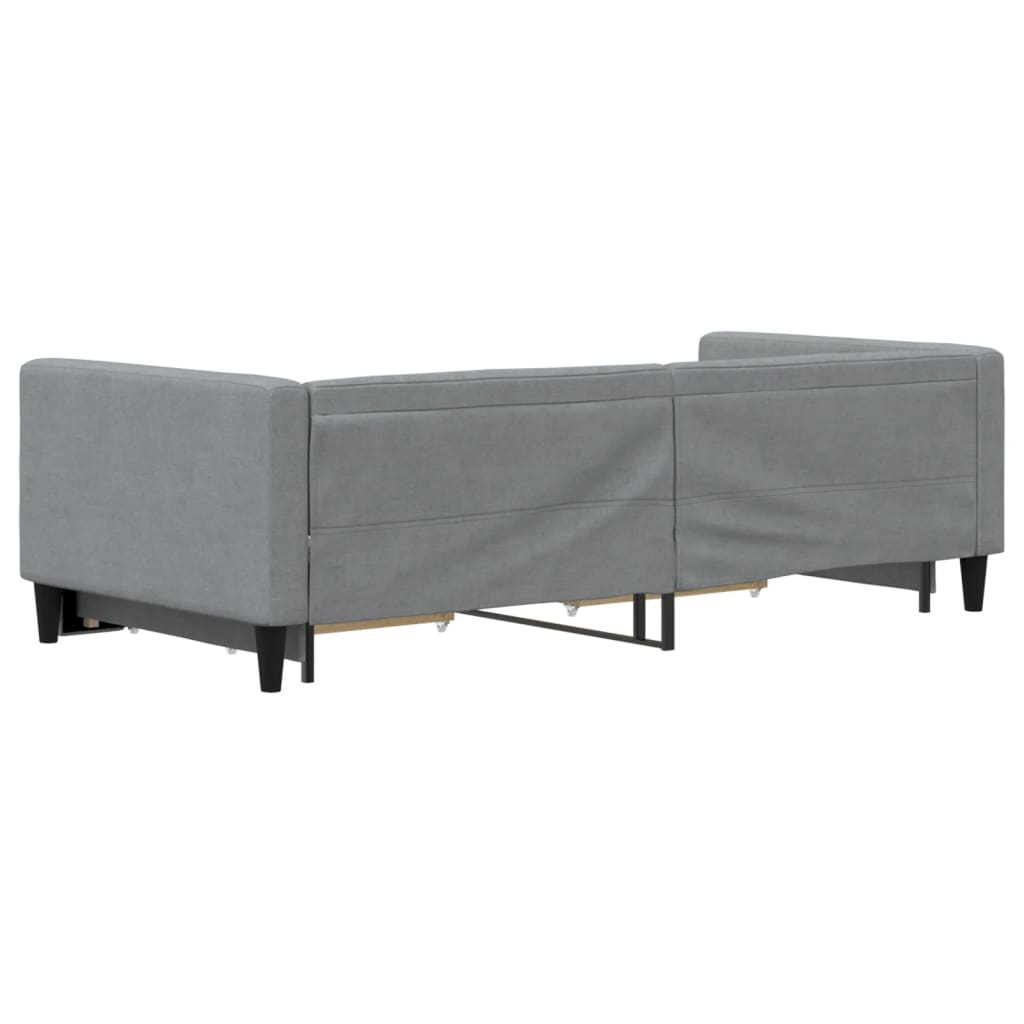 vidaXL Pat de zi cu extensie și sertare, gri deschis, 90x190cm, textil