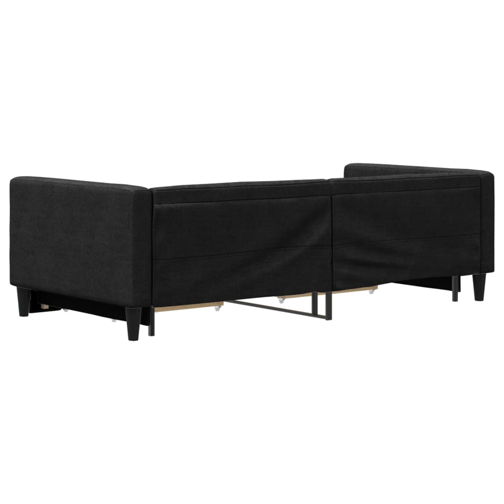 vidaXL Pat de zi cu extensie și sertare, negru, 90x190cm, textil vidaXL Pat de zi cu extensie și sertare, negru, 90x190cm, textil