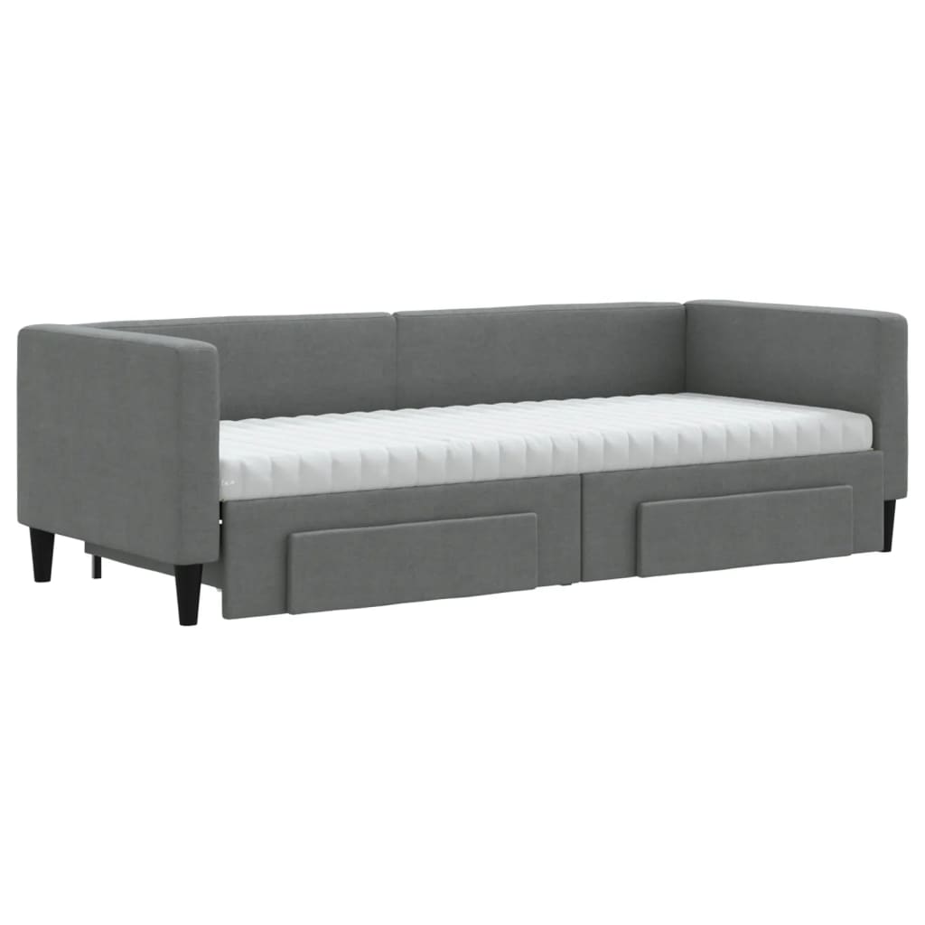 vidaXL Pat de zi cu extensie și sertare, gri închis, 80x200 cm textil