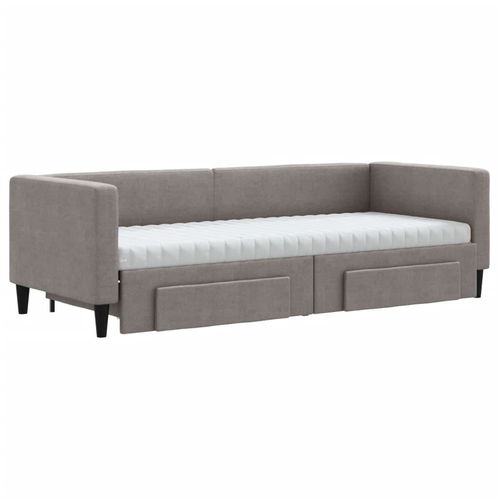 vidaXL Pat de zi cu extensie și sertare, gri taupe, 80x200 cm, textil