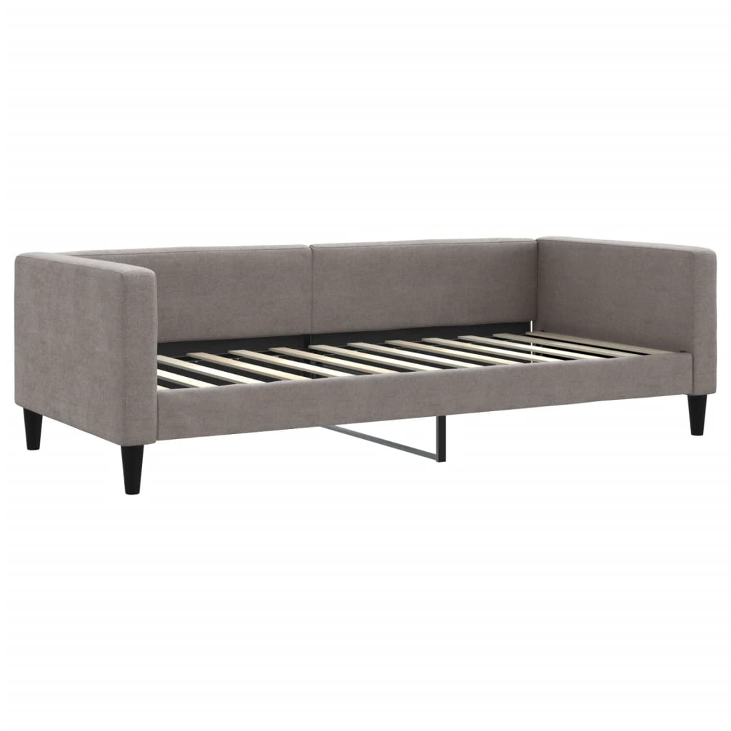 vidaXL Pat de zi cu extensie și sertare, gri taupe, 100x200 cm, textil