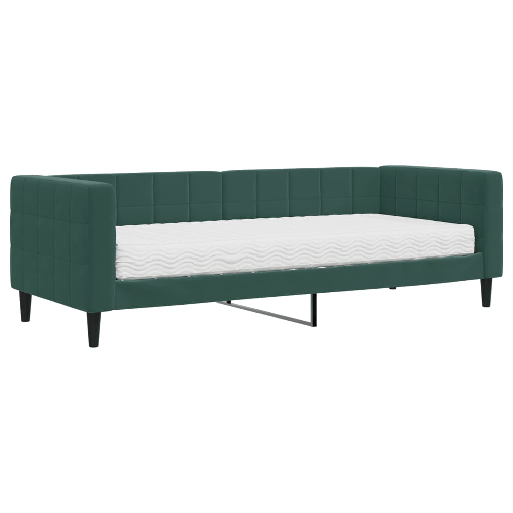 vidaXL Pat de zi cu saltea, verde închis, 80x200 cm, catifea