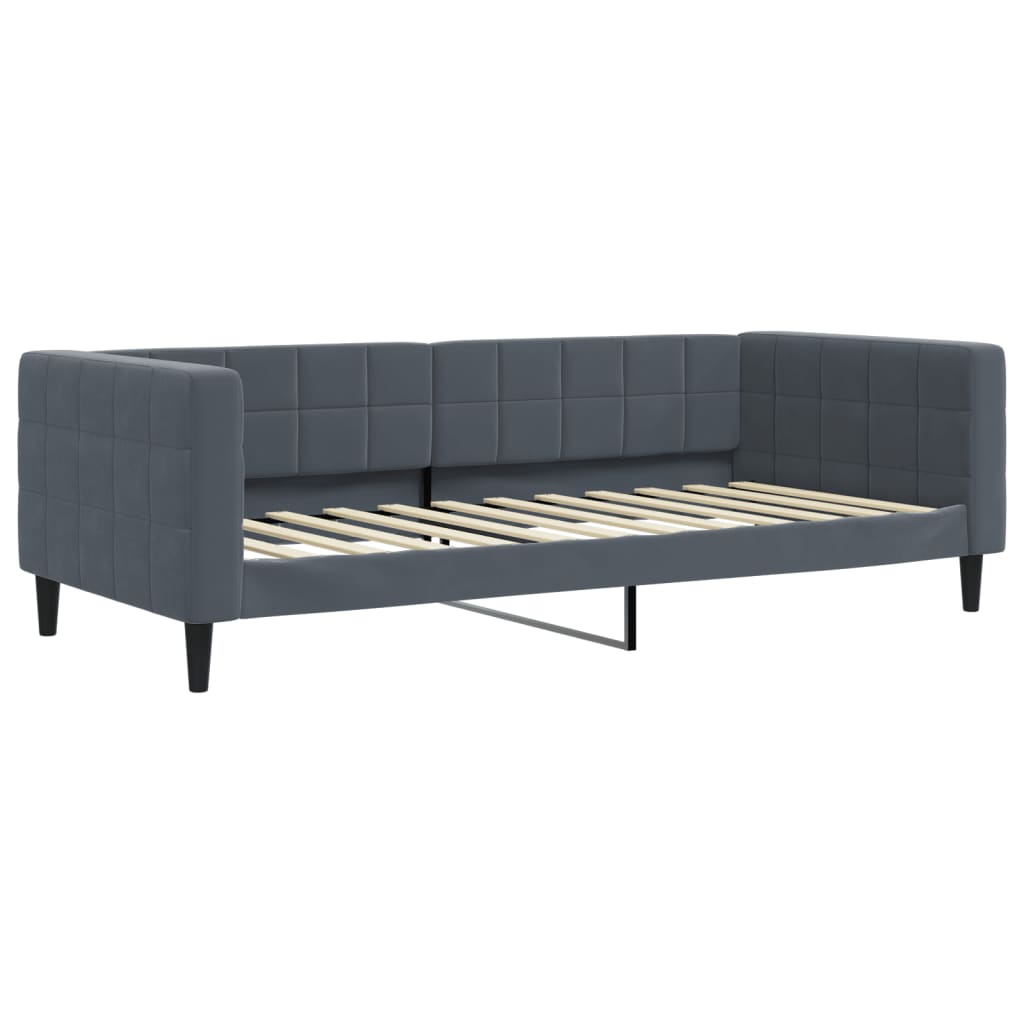 vidaXL Pat de zi cu saltea, gri închis, 90x200 cm, catifea