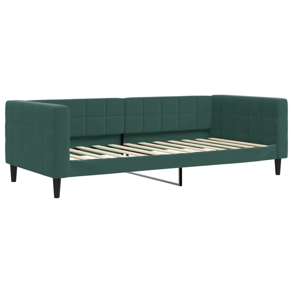 vidaXL Pat de zi cu saltea, verde închis, 90x200 cm, catifea