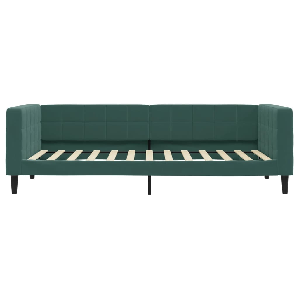 vidaXL Pat de zi cu saltea, verde închis, 90x200 cm, catifea