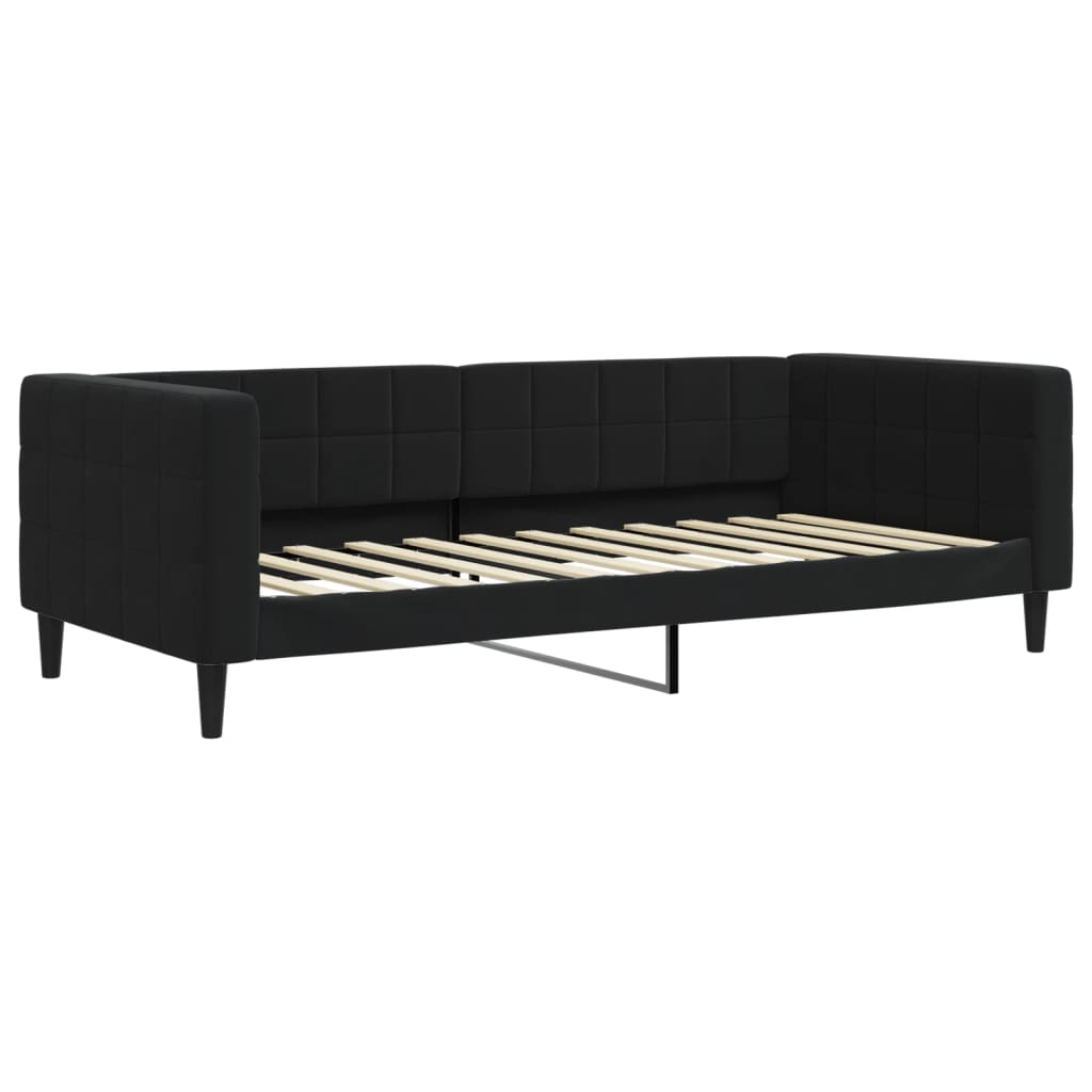 vidaXL Pat de zi cu saltea, negru, 90x200 cm, catifea
