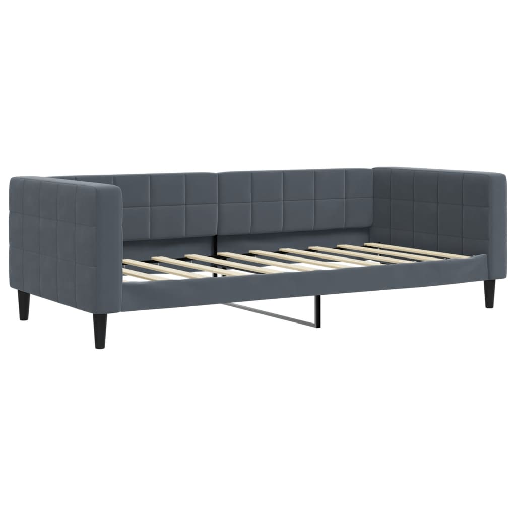 vidaXL Pat de zi cu saltea, gri închis, 90x190 cm, catifea vidaXL Pat de zi cu saltea, gri închis, 90x190 cm, catifea