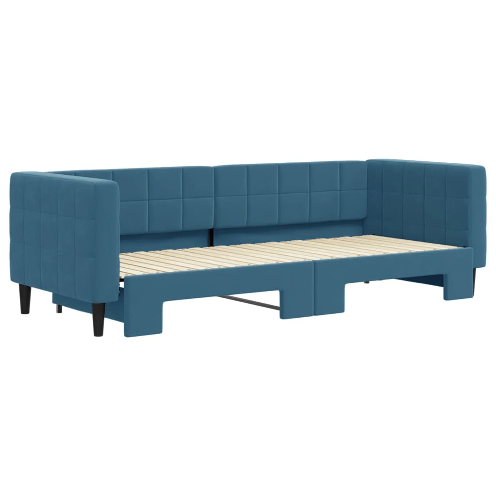 vidaXL Pat de zi cu extensie, albastru, 80x200 cm, catifea vidaXL Pat de zi cu extensie, albastru, 80x200 cm, catifea