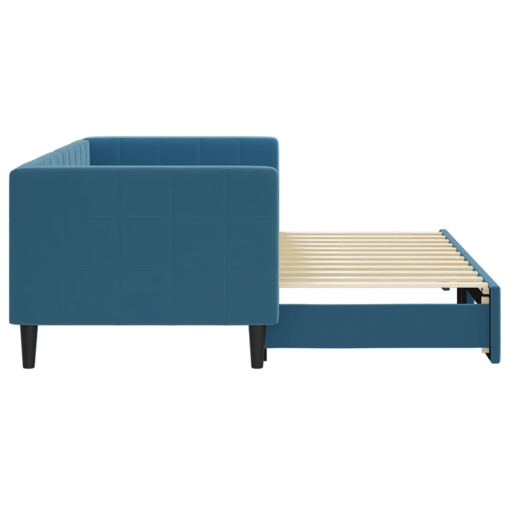 vidaXL Pat de zi cu extensie, albastru, 80x200 cm, catifea vidaXL Pat de zi cu extensie, albastru, 80x200 cm, catifea