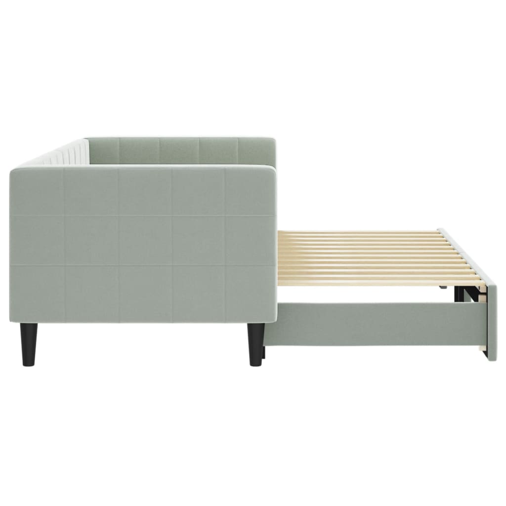 vidaXL Pat de zi cu extensie, gri deschis, 80x200 cm, catifea vidaXL Pat de zi cu extensie, gri deschis, 80x200 cm, catifea