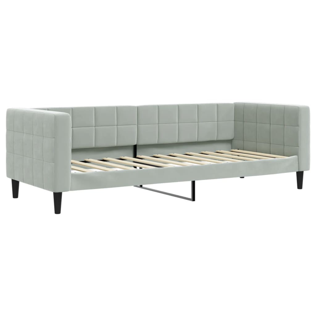 vidaXL Pat de zi cu extensie, gri deschis, 80x200 cm, catifea vidaXL Pat de zi cu extensie, gri deschis, 80x200 cm, catifea