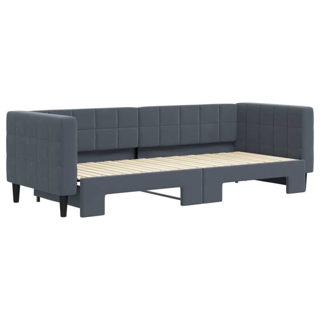 vidaXL Pat de zi cu extensie, gri închis, 80x200 cm, catifea vidaXL Pat de zi cu extensie, gri închis, 80x200 cm, catifea