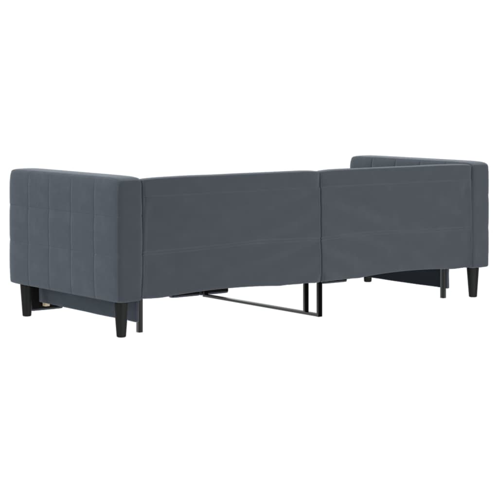vidaXL Pat de zi cu extensie, gri închis, 80x200 cm, catifea vidaXL Pat de zi cu extensie, gri închis, 80x200 cm, catifea