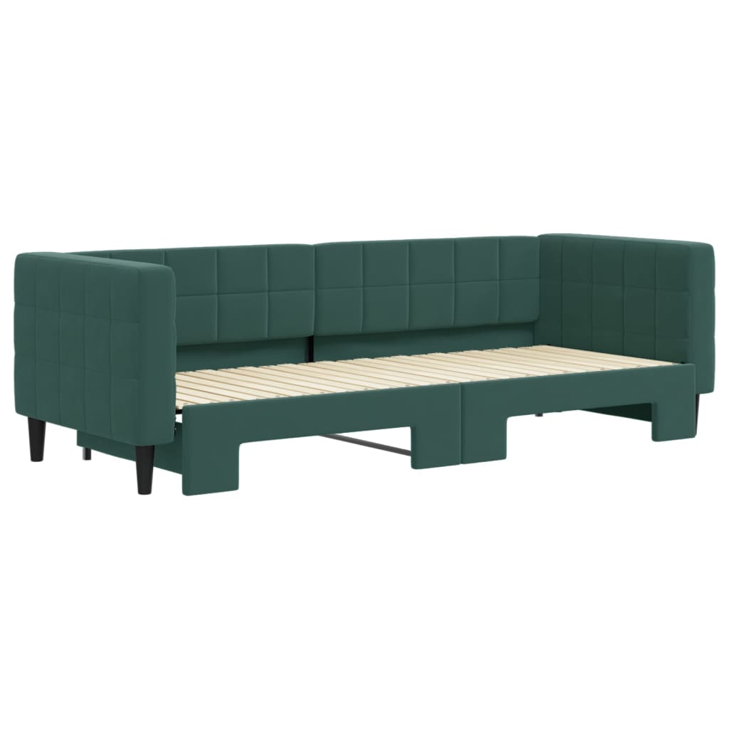 vidaXL Pat de zi cu extensie, verde închis, 80x200 cm, catifea