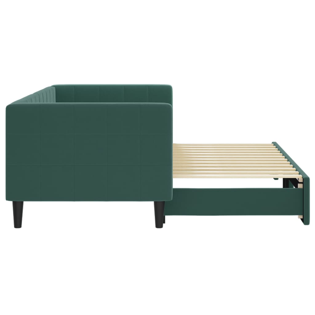 vidaXL Pat de zi cu extensie, verde închis, 80x200 cm, catifea