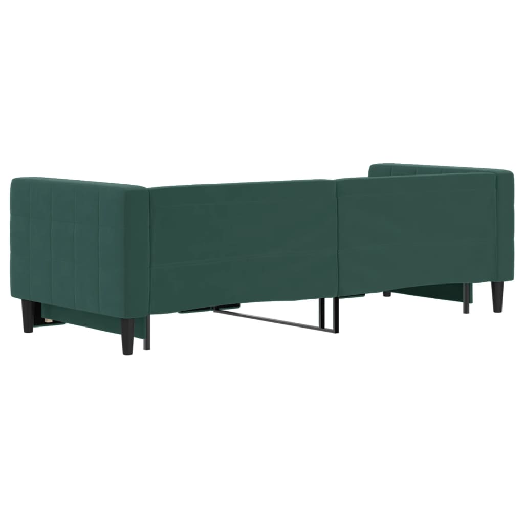 vidaXL Pat de zi cu extensie, verde închis, 80x200 cm, catifea