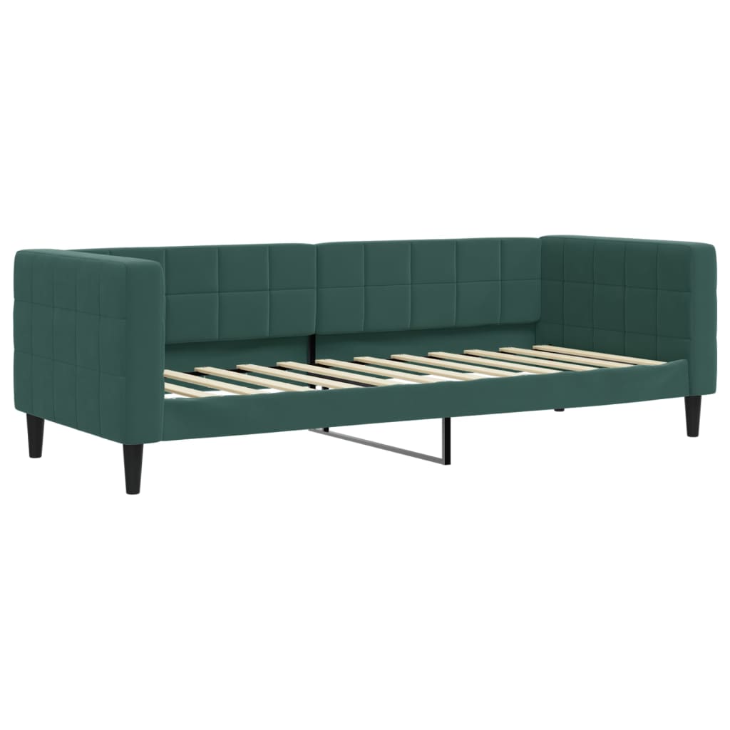 vidaXL Pat de zi cu extensie, verde închis, 80x200 cm, catifea