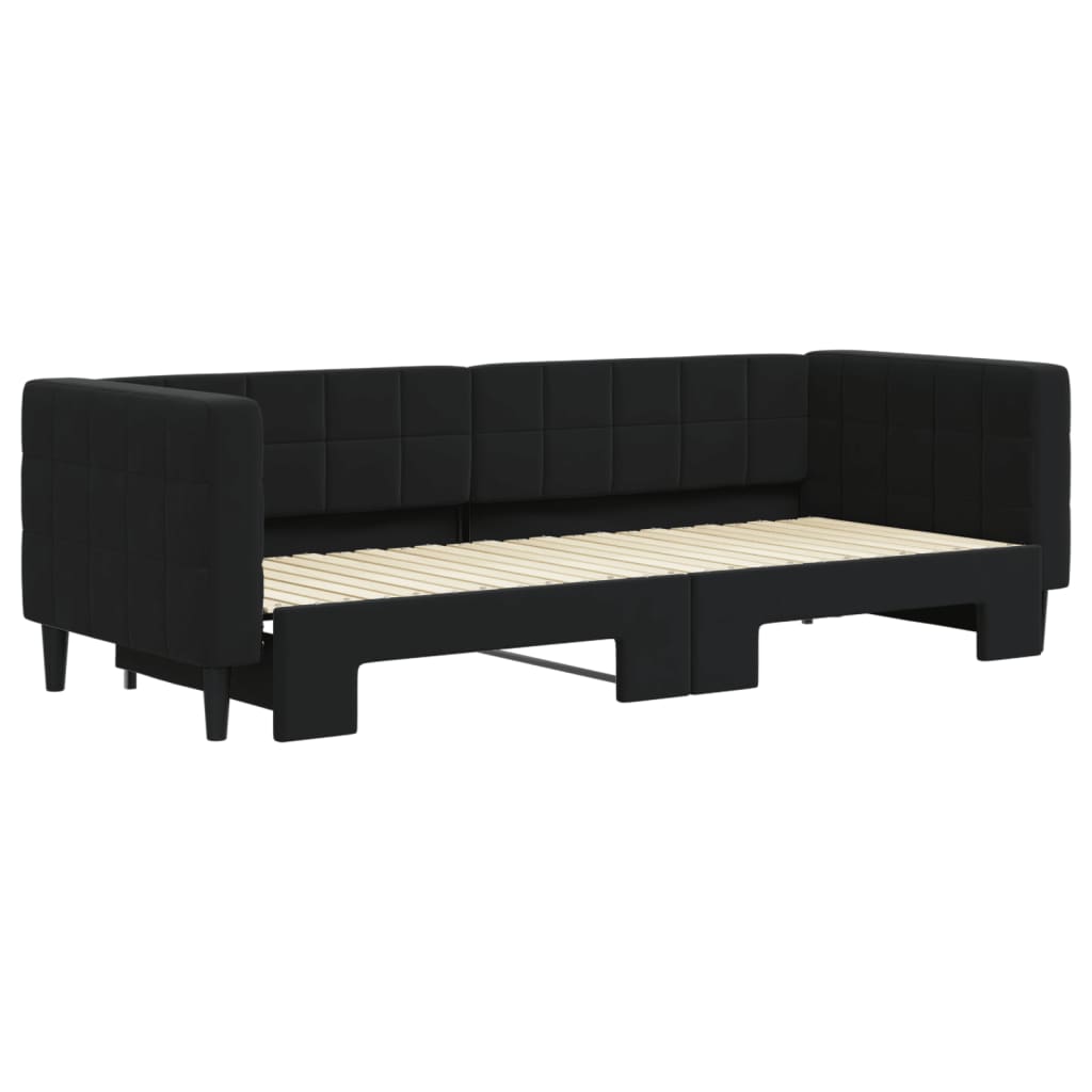 vidaXL Pat de zi cu extensie, negru, 80x200 cm, catifea