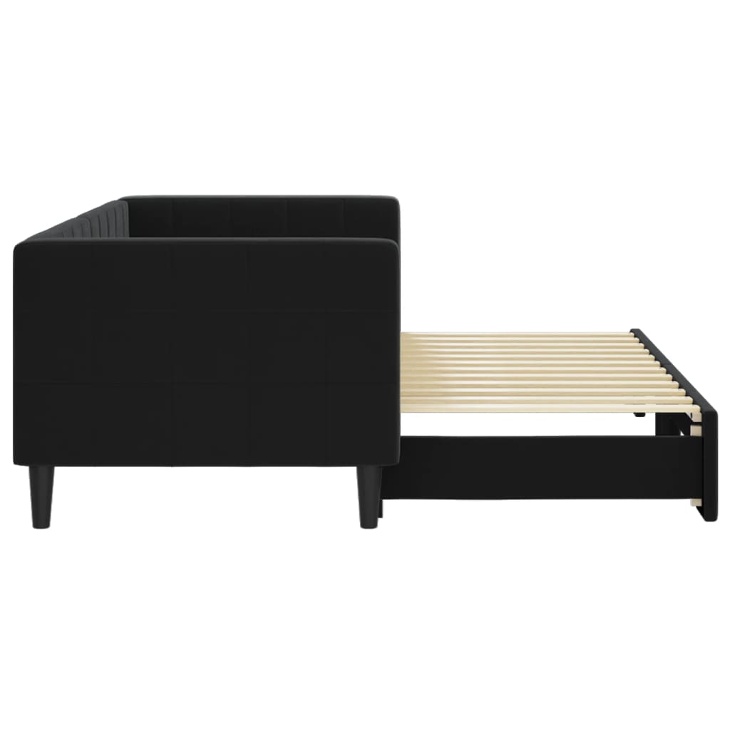 vidaXL Pat de zi cu extensie, negru, 80x200 cm, catifea