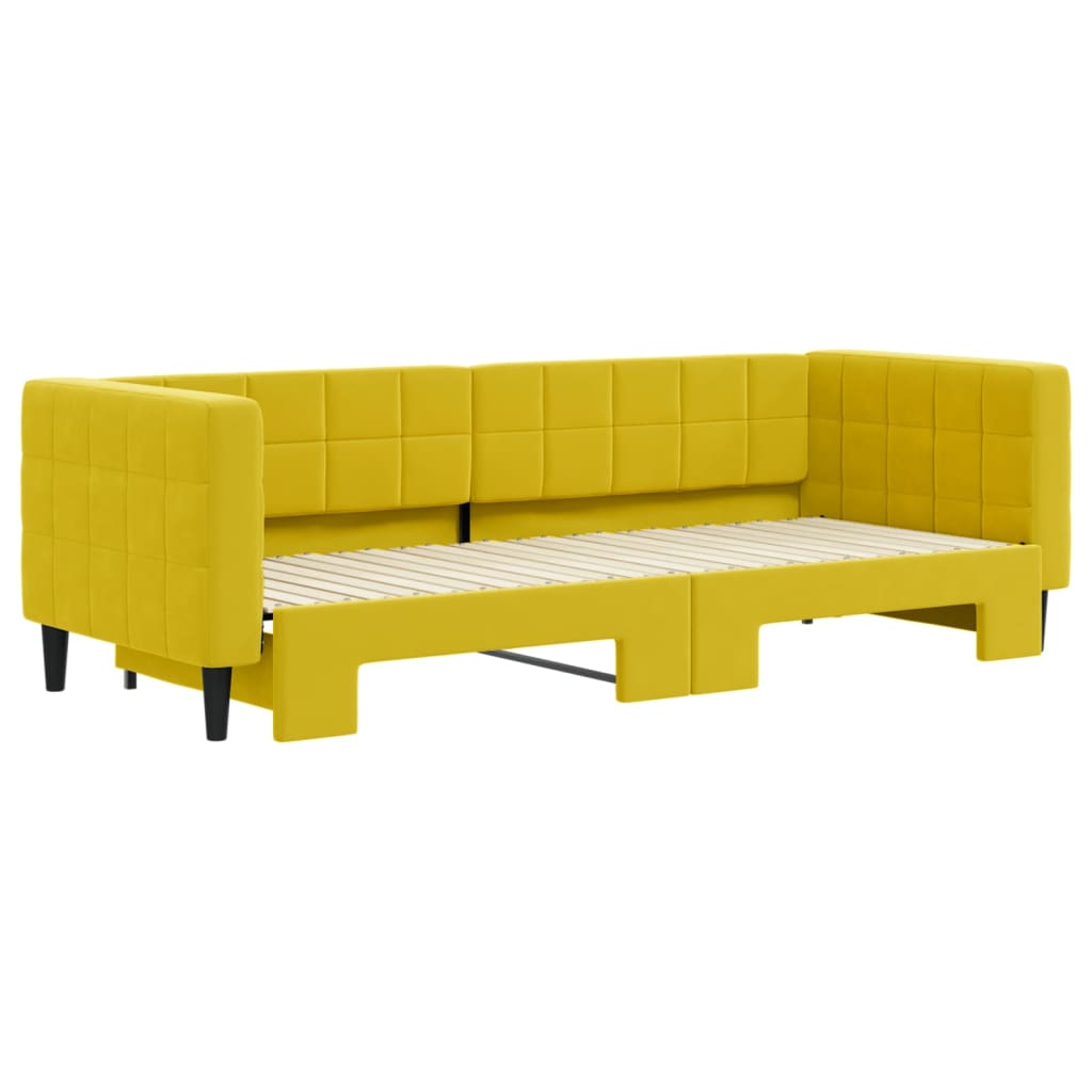 vidaXL Pat de zi cu extensie, galben, 80x200 cm, catifea vidaXL Pat de zi cu extensie, galben, 80x200 cm, catifea