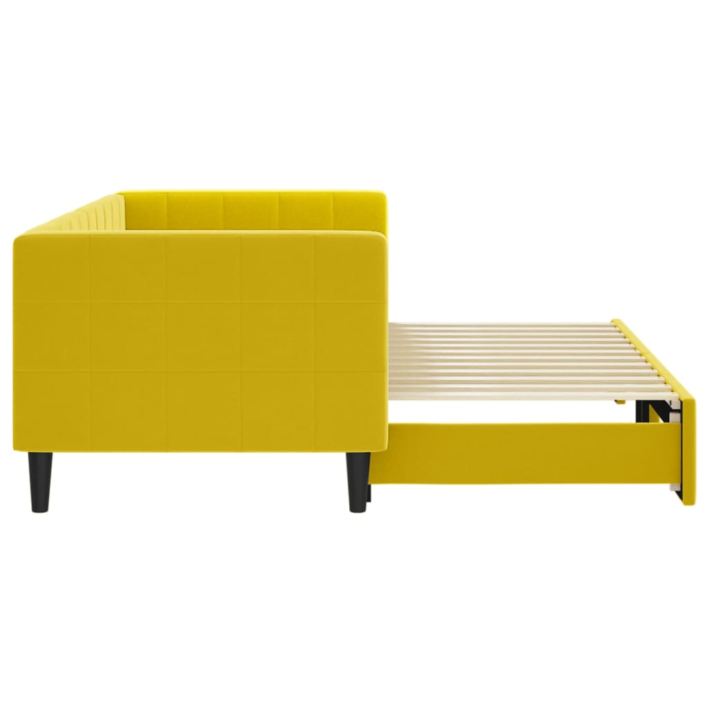 vidaXL Pat de zi cu extensie, galben, 80x200 cm, catifea vidaXL Pat de zi cu extensie, galben, 80x200 cm, catifea