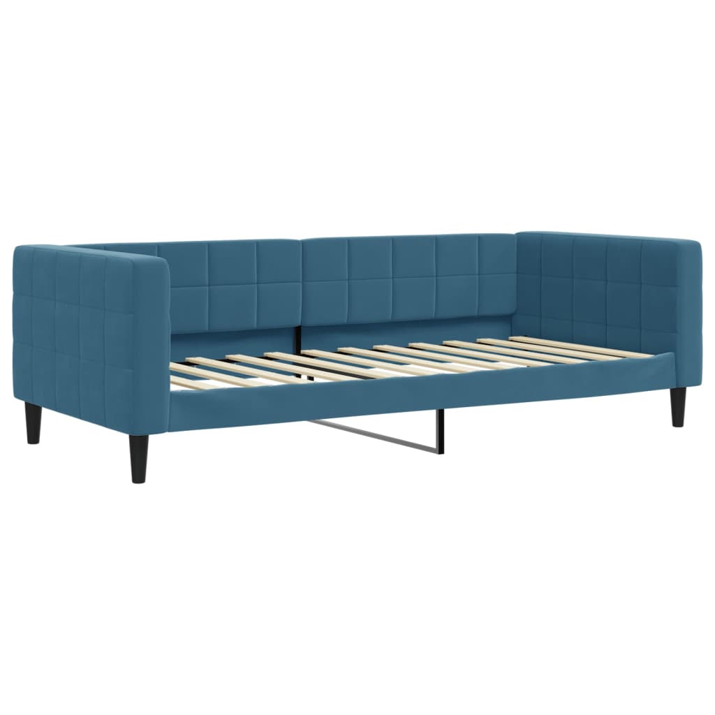 vidaXL Pat de zi cu extensie, albastru, 90x200 cm, catifea vidaXL Pat de zi cu extensie, albastru, 90x200 cm, catifea